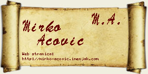 Mirko Acović vizit kartica